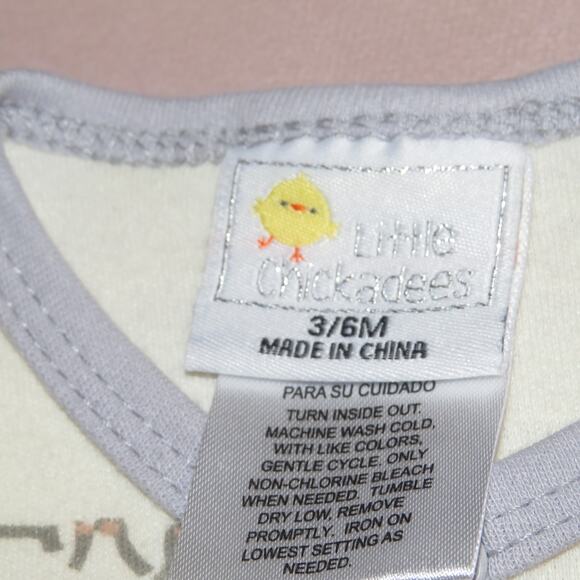 Little Chickadees Elephant Print Neutral Baby Footed Sleeper Pajamas - Picture 5 of 6